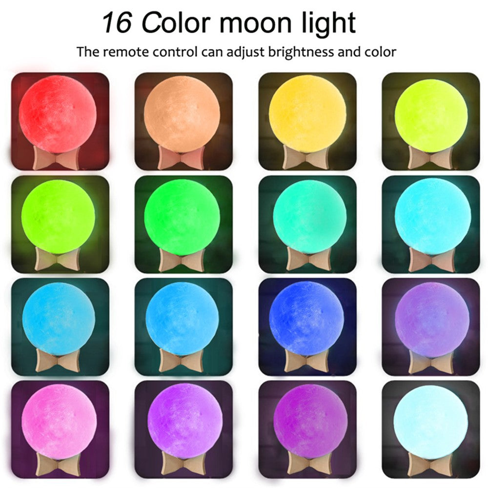YOUOKLIGHT YK2302 5.9-inch 16 Colors 3D Moon Lamp Light, LED Night Light with Remote Touch Control and Dimming, USB Rechargeable