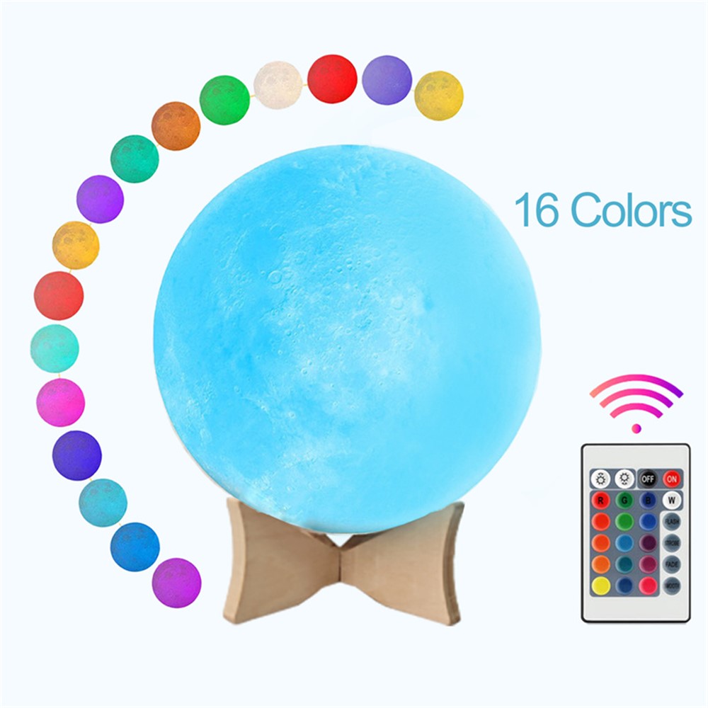 YOUOKLIGHT YK2302 5.9-inch 16 Colors 3D Moon Lamp Light, LED Night Light with Remote Touch Control and Dimming, USB Rechargeable