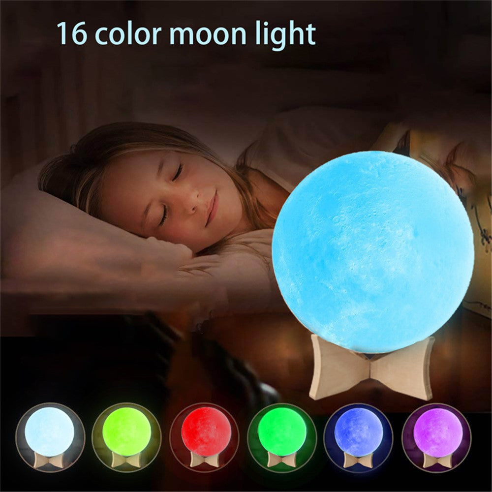 YOUOKLIGHT YK2302 5.9-inch 16 Colors 3D Moon Lamp Light, LED Night Light with Remote Touch Control and Dimming, USB Rechargeable