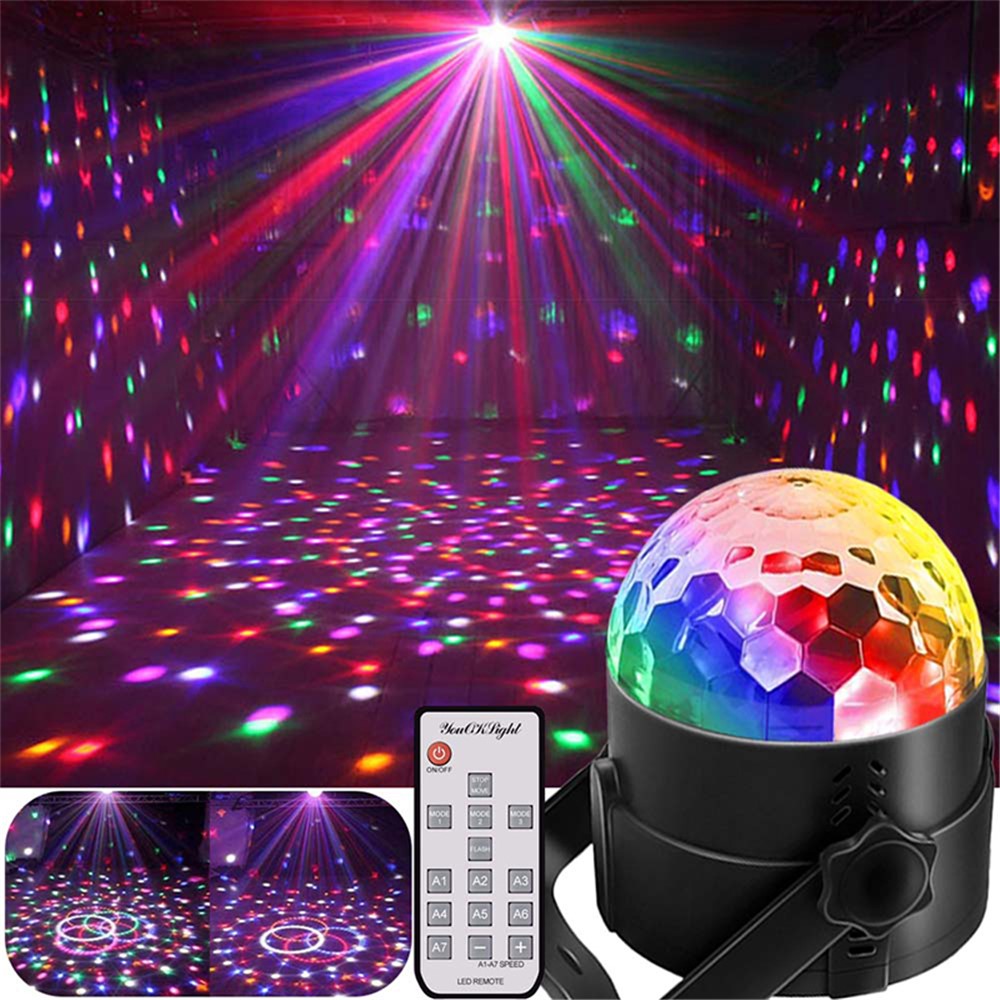 YOUOKLIGHT YK2315 6W Sound Activated Party Lights with Remote Disco Ball Strobe Light for Home Room Dance