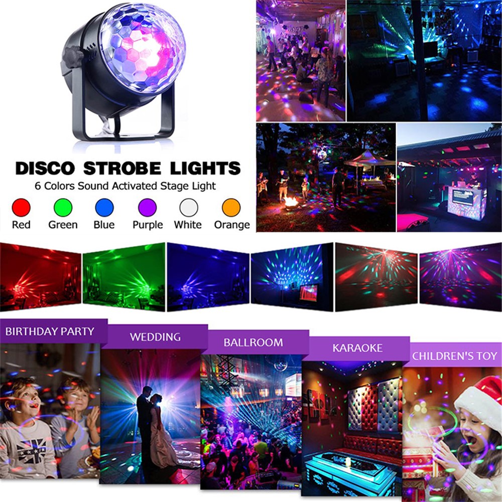YOUOKLIGHT YK2315 6W Sound Activated Party Lights with Remote Disco Ball Strobe Light for Home Room Dance