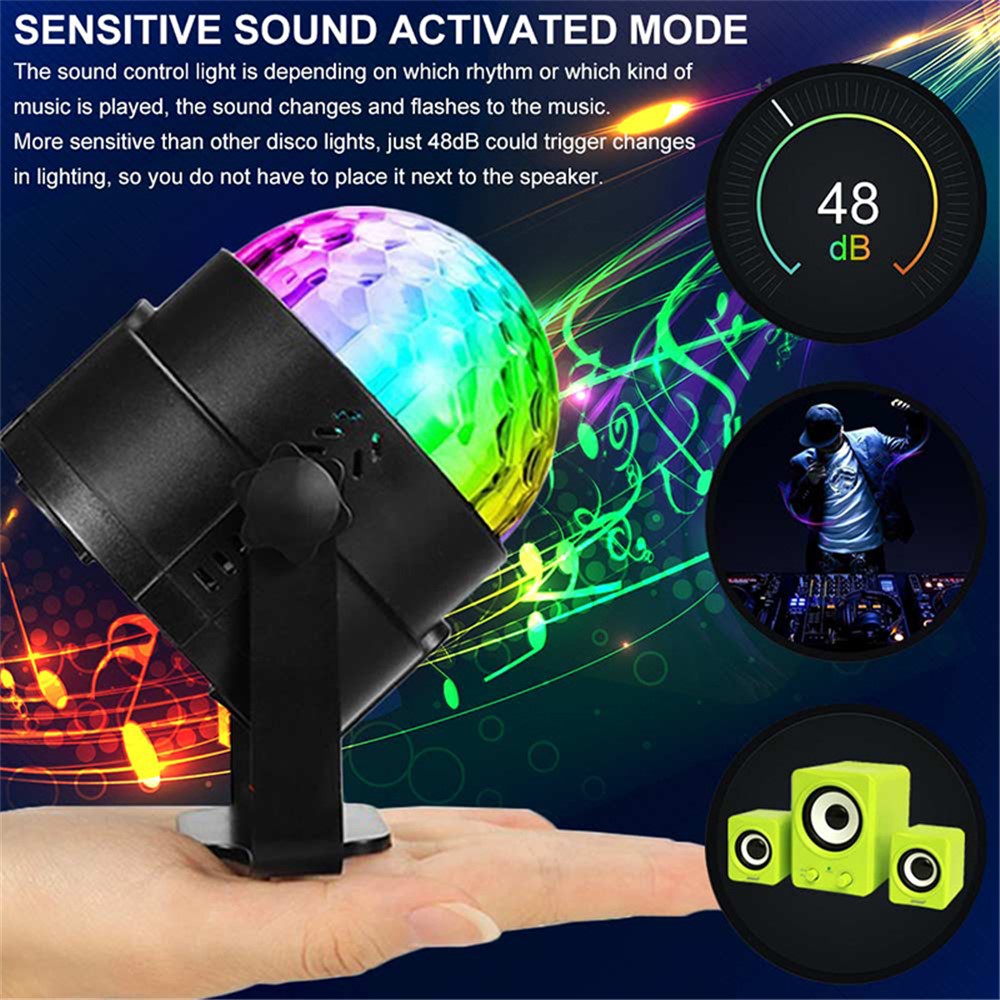 YOUOKLIGHT YK2315 6W Sound Activated Party Lights with Remote Disco Ball Strobe Light for Home Room Dance