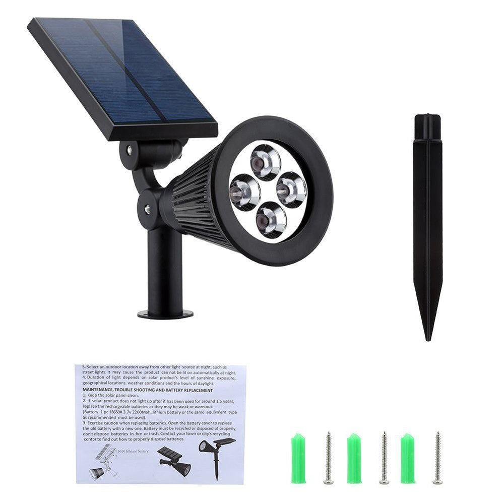 Light Control Solar Wall/Ground Mount LED Spotlight 200LM 6500K Waterproof Lawn Landscape Lamp