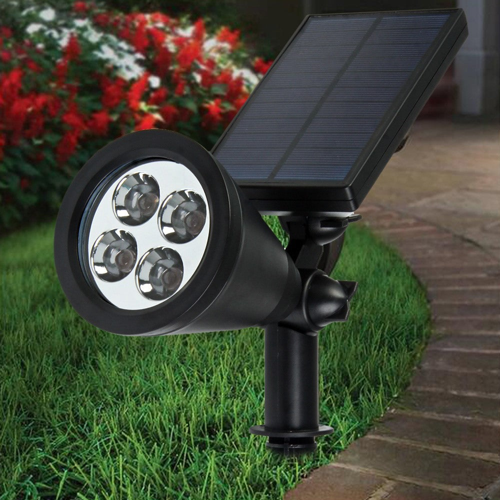 Light Control Solar Wall/Ground Mount LED Spotlight 200LM 6500K Waterproof Lawn Landscape Lamp