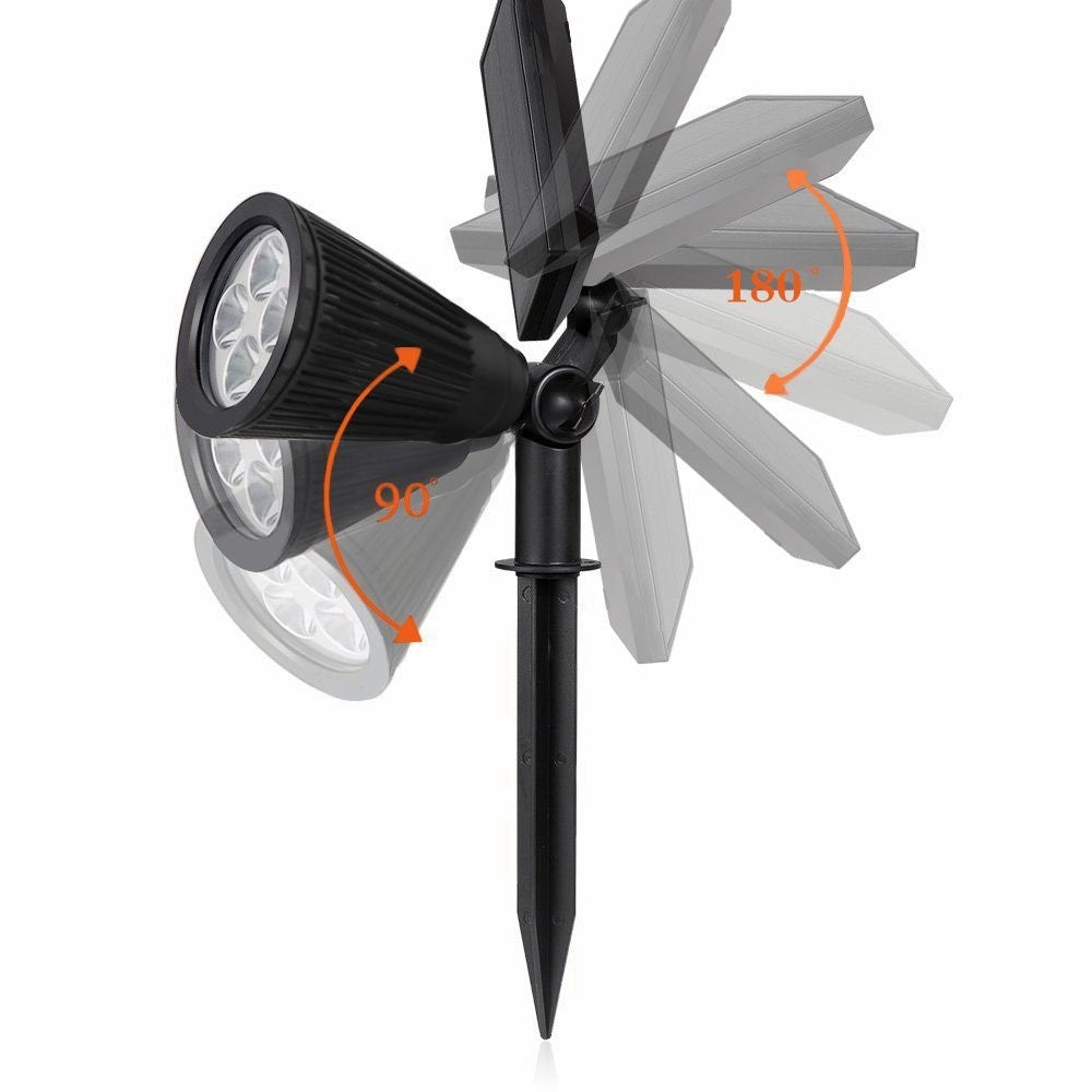 Light Control Solar Wall/Ground Mount LED Spotlight 200LM 6500K Waterproof Lawn Landscape Lamp