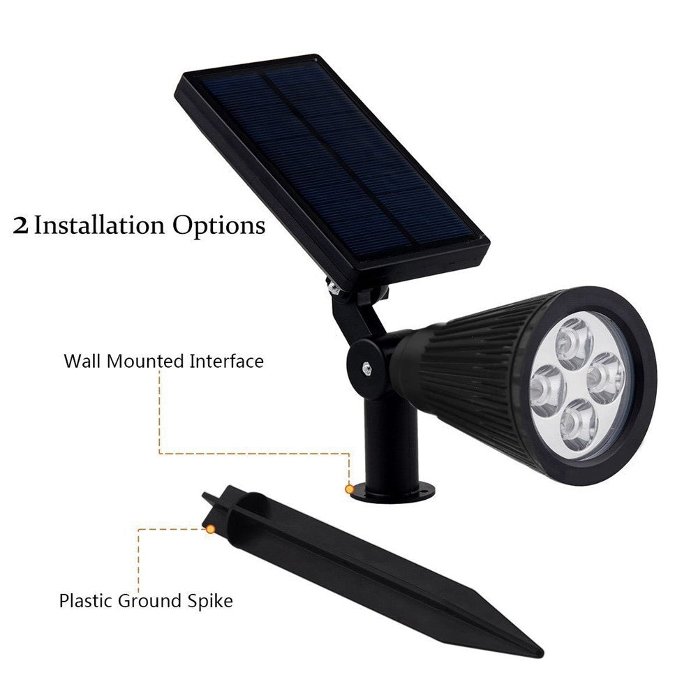 Light Control Solar Wall/Ground Mount LED Spotlight 200LM 6500K Waterproof Lawn Landscape Lamp