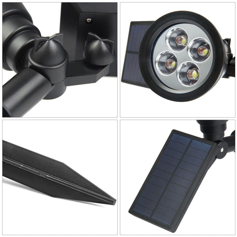 Light Control Solar Wall/Ground Mount LED Spotlight 200LM 6500K Waterproof Lawn Landscape Lamp