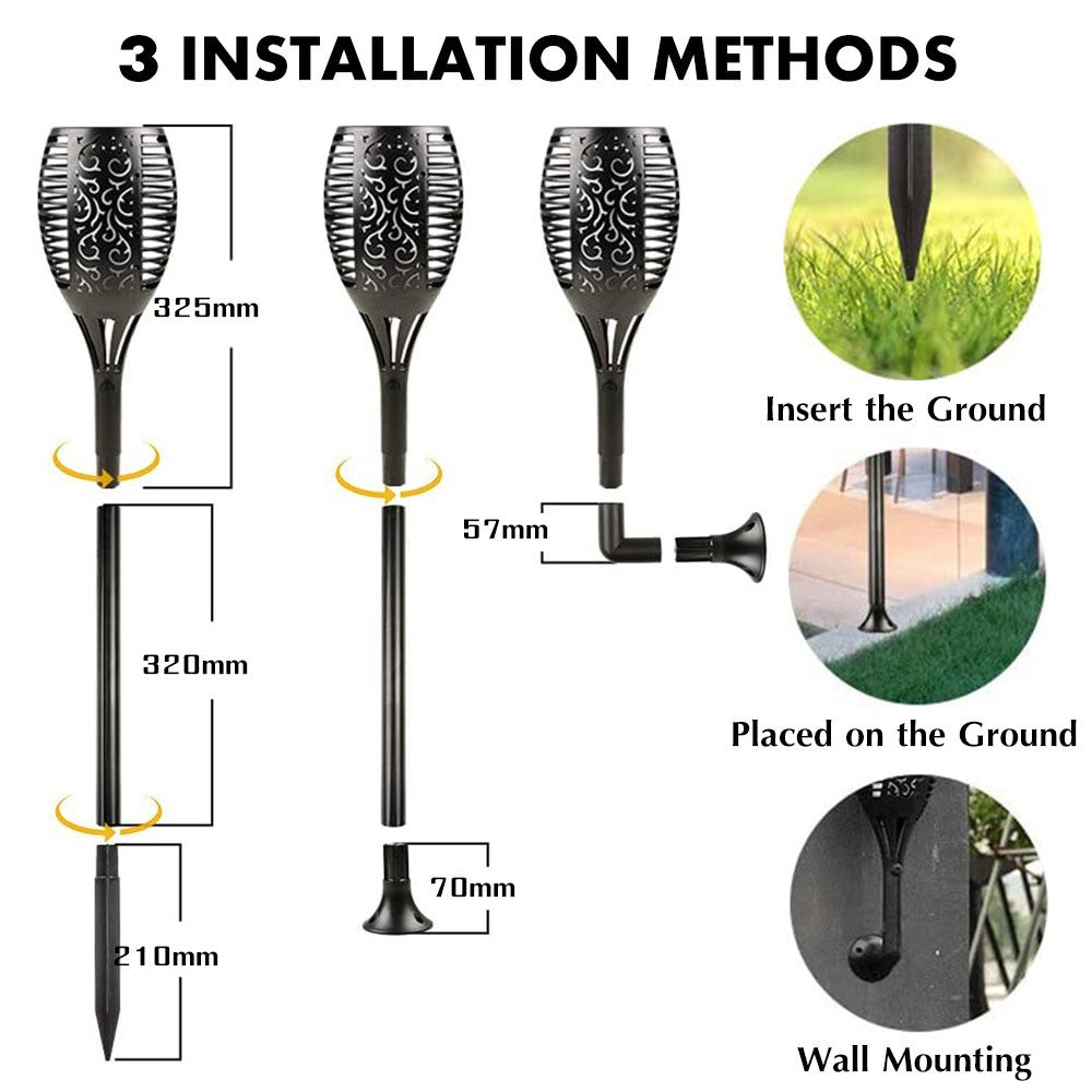 2Pcs/Pack YOUOKLIGHT 96 LED Torch Light Flame LED Solar Light Auto On/Off for Patio Yard Garden