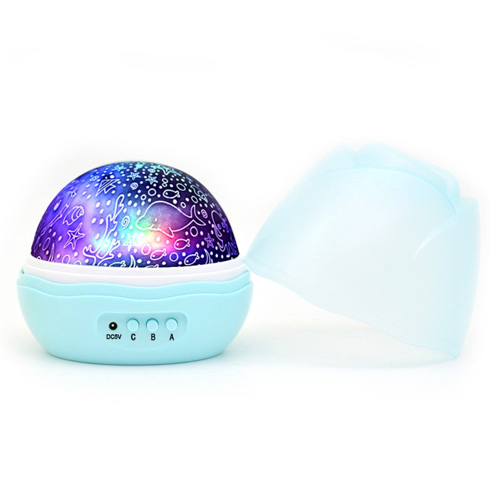 Mini Projector Light 360 Degree Rotating Night Light 8 Modes Lighting Lamp with Star & Moon Pattern