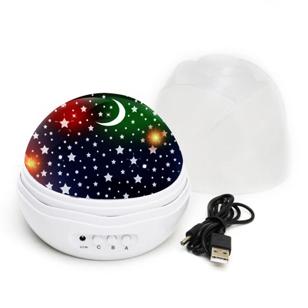 Mini Projector Light 360 Degree Rotating Night Light 8 Modes Lighting Lamp with Star & Moon Pattern