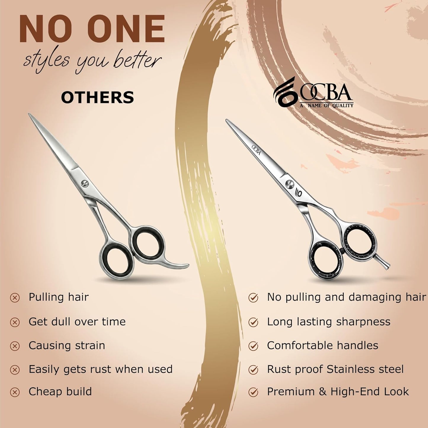 Friseurschere - OCBA Professionelles 6' Haarschneideschere & Haarschere - Haarschere Perfektes Design Für Friseure & Salons - Haarschneideschere Für Männer Und Frauen (6 Zoll Silver)