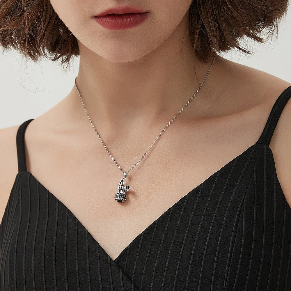 YISIXICI XL13140030 Zirconia Rabbit Pendant Necklace S925 Silver Neck Jewelry Gift