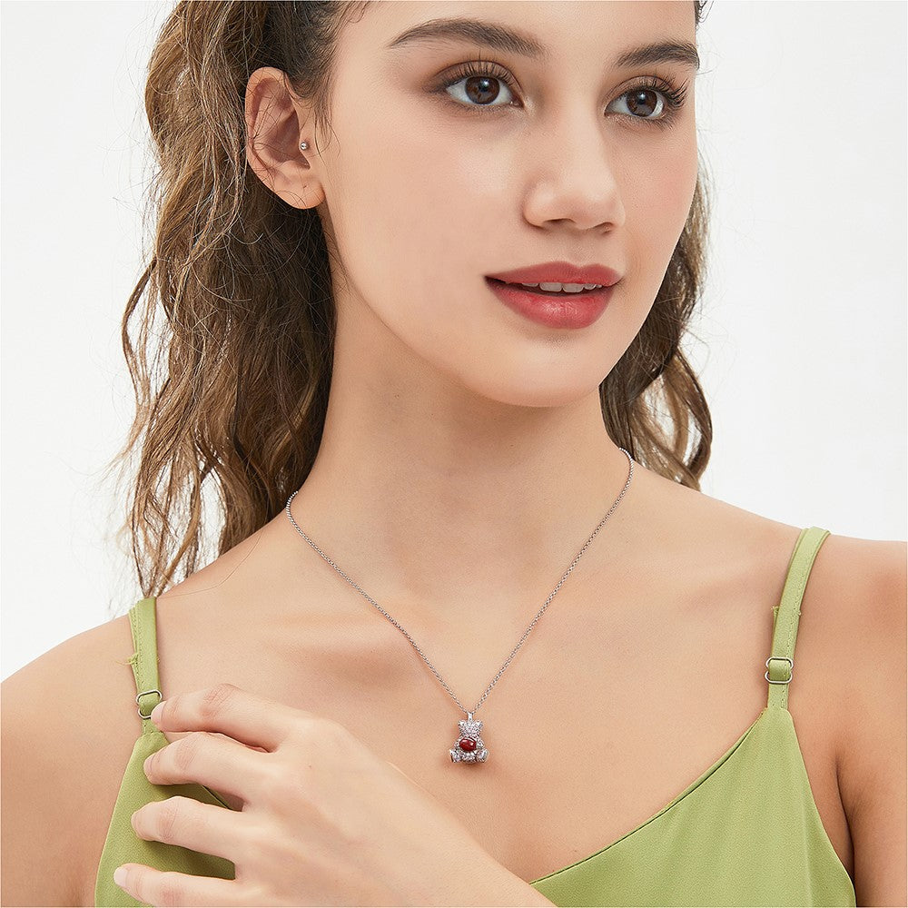 YISIXICI XL13140009 Zirconia Necklace Bear Hugging Red Love Seed Neck Jewelry Gift