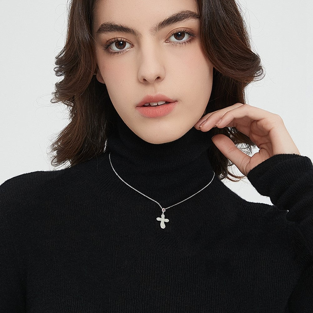 YISIXICI XL13140046 Women's Necklace Nephrite Jade Cross Pendant S925 Silver Neck Jewelry