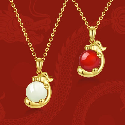 YISIXICI XL13140056 Lucky Necklace Chinese Dragon Hug Pearl Neck Jewelry Women's Birthday Gift
