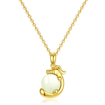 YISIXICI XL13140056 Lucky Necklace Chinese Dragon Hug Pearl Neck Jewelry Women's Birthday Gift