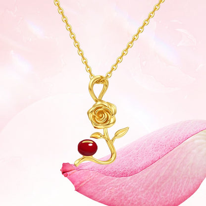 YISIXICI XL13140010 Women's Necklace Rose and Love Seed Enamel Neck Jewelry Birthday Gift