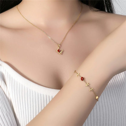 YISIXICI XL13140011 ONLY LOVE Necklace Enamel S925 Silver Neck Jewelry Women's Birthday Gift