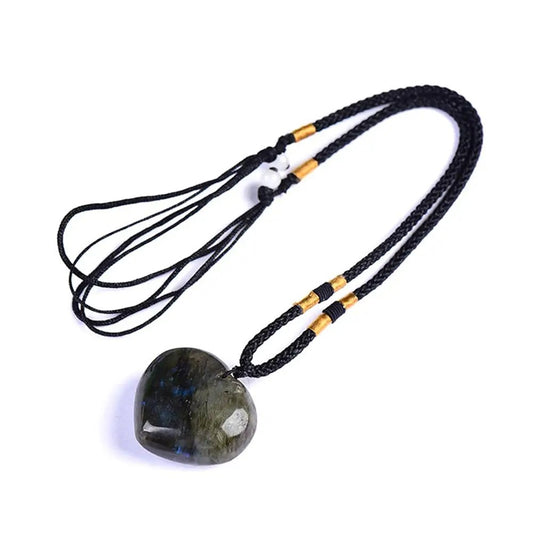 3-4cm Natural Labradorite Pendant Moonstone Love Heart Shape Necklace Gift
