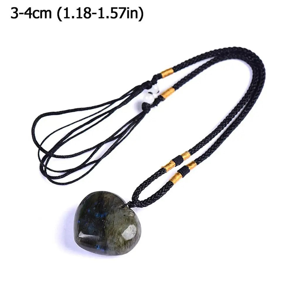 3-4cm Natural Labradorite Pendant Moonstone Love Heart Shape Necklace Gift