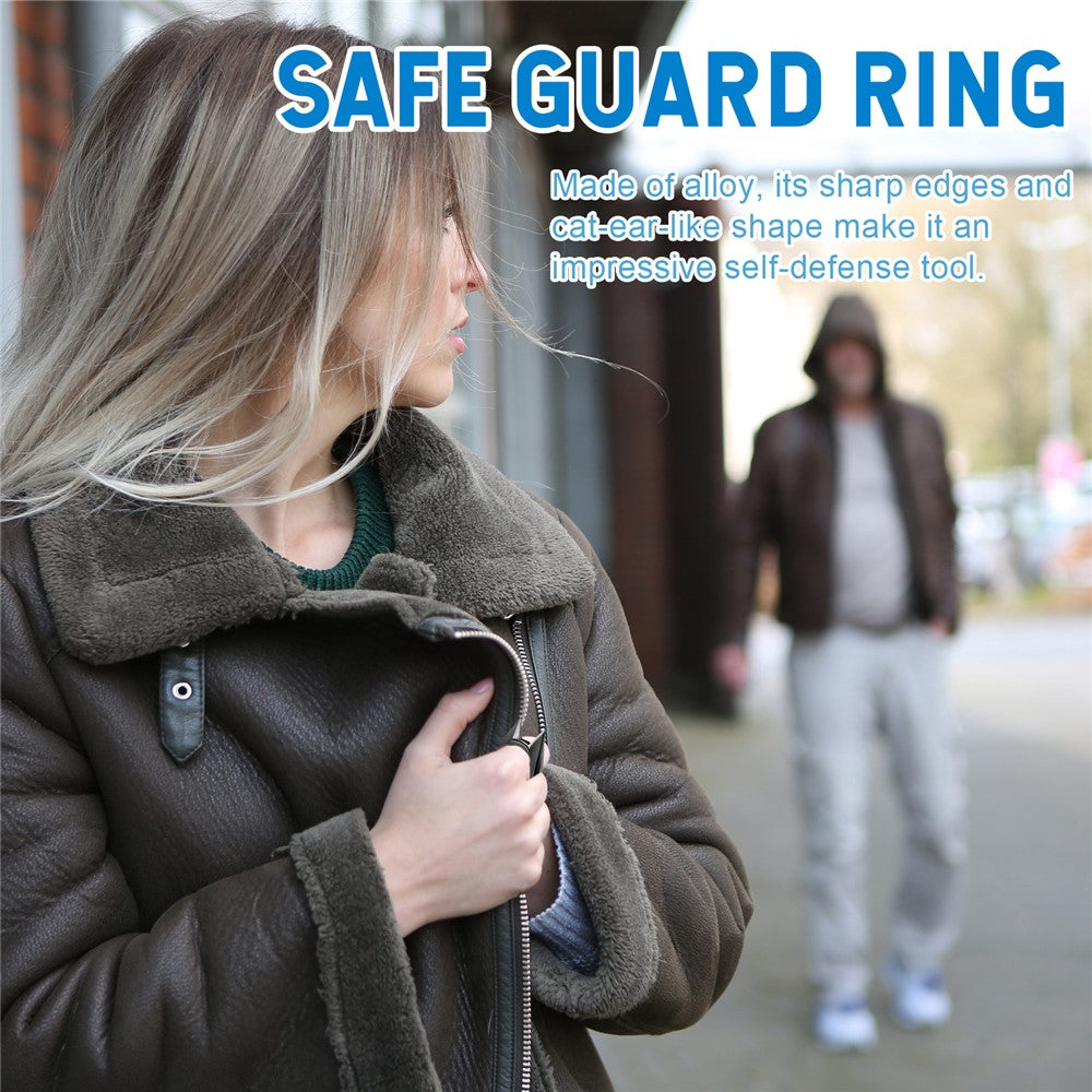 JUE-FISH JUB06-A044-1-BK1 Cat Ears Design Self Defense Finger Ring Window Breaker Outdoor Survival Tool