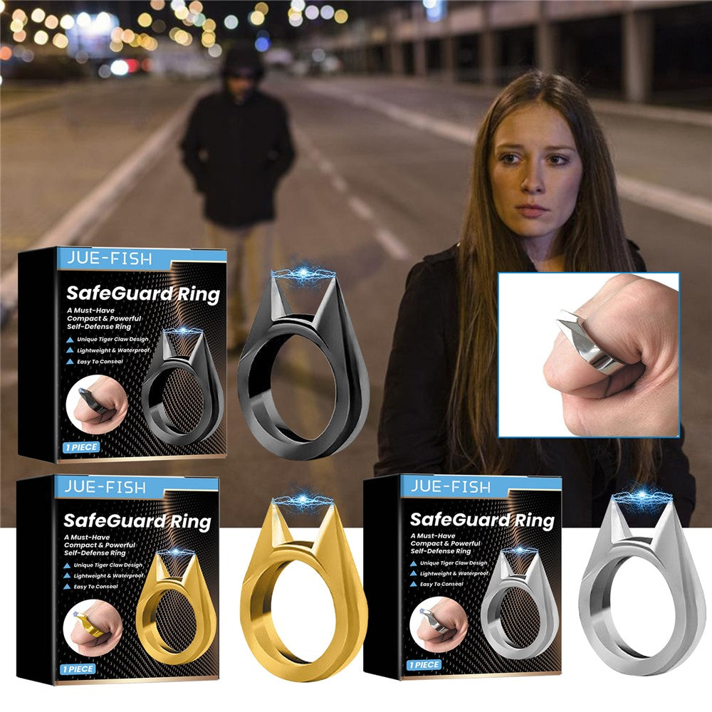 JUE-FISH JUB06-A044-1-BK1 Cat Ears Design Self Defense Finger Ring Window Breaker Outdoor Survival Tool