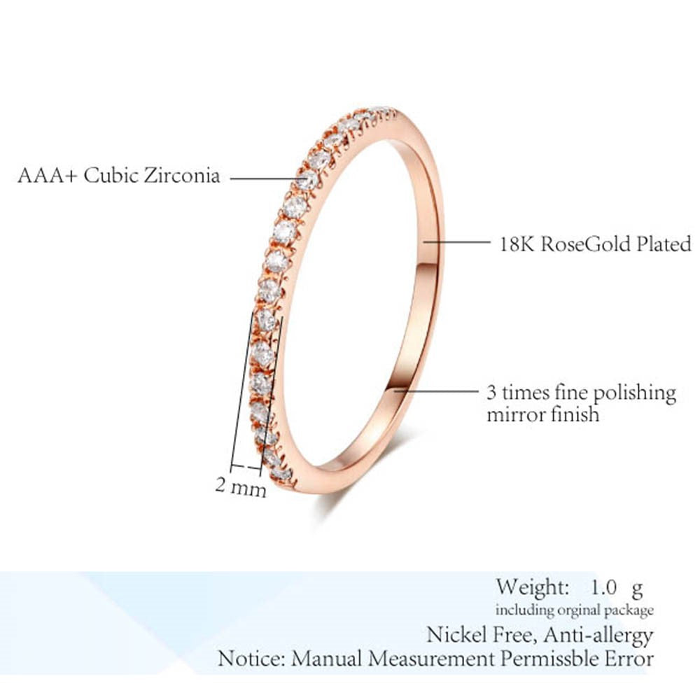 JZX12 2Pcs Women Rings Set Electroplated Cubic Zirconia Stackable Rings Girls Wedding Rings