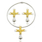 BASHA XL5584 Women's Pearl Cross Necklace Earrings Set Copper Alloy Fashion OL Jewelry Kit