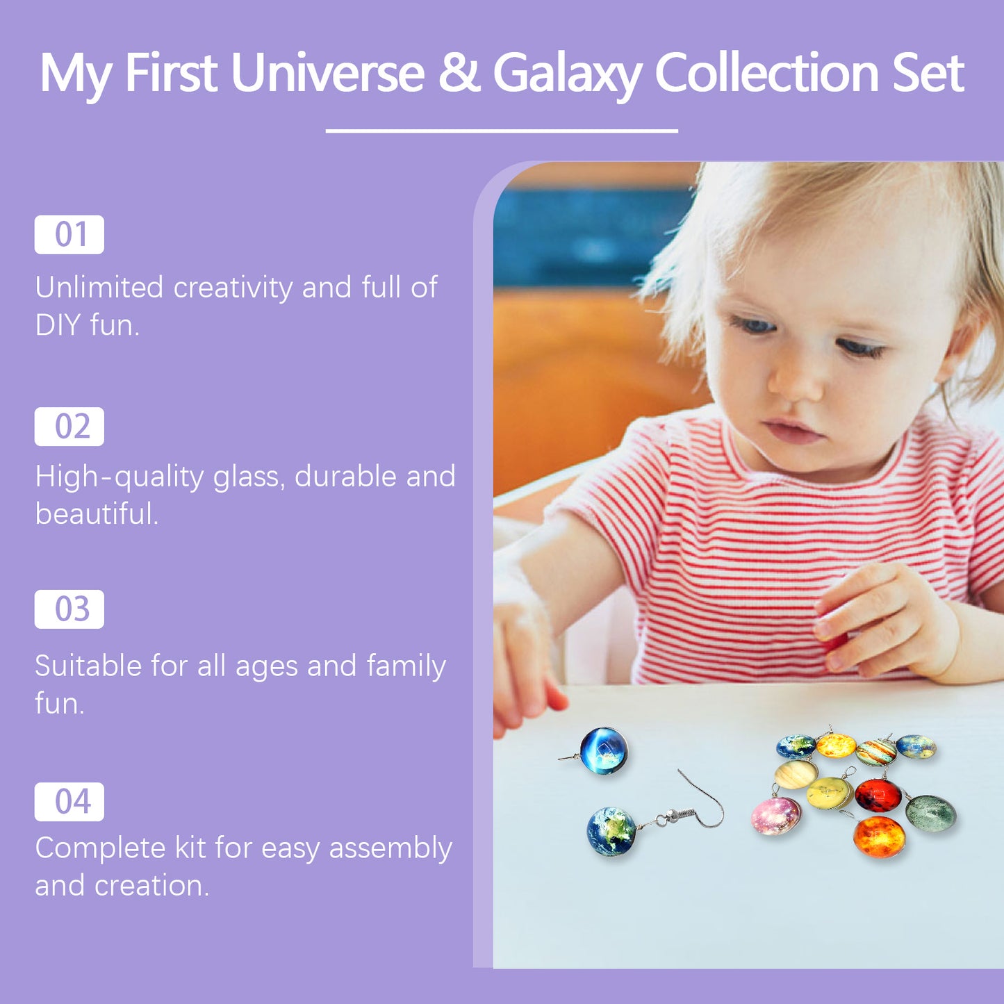 DOWMOO 24PCS DIY Universe Galaxy Pendant Jewelry Set Calendar Gift Box Necklace Bracelet Earrings Accessories