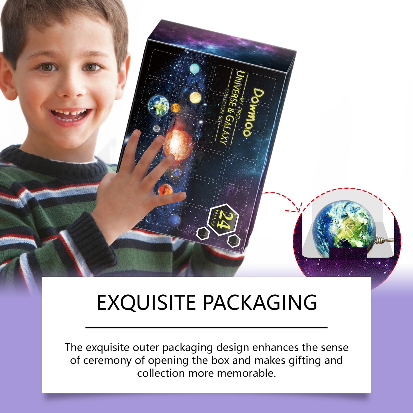 DOWMOO 24PCS DIY Universe Galaxy Pendant Jewelry Set Calendar Gift Box Necklace Bracelet Earrings Accessories