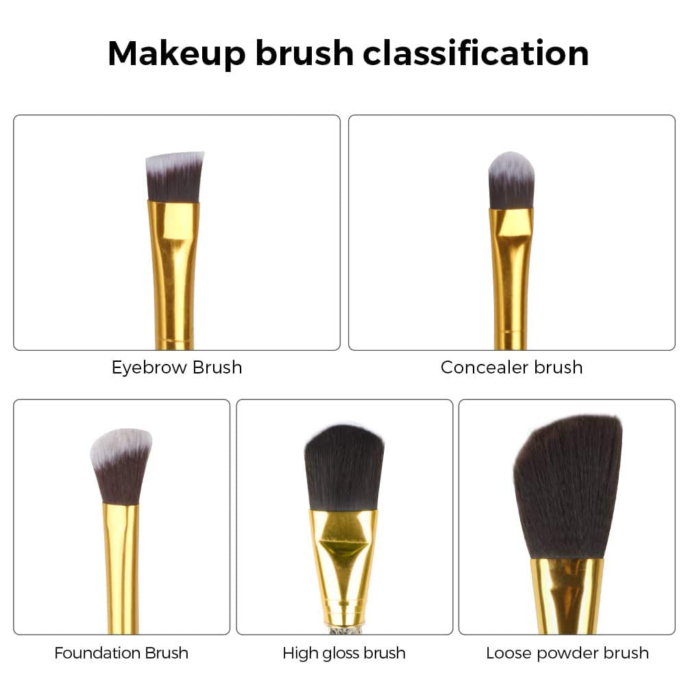 Anime Make-Up Pinsel Geschenkset, Mit Spiegel, Kamm, Für Foundation-Rouge, Lidschatten, Gesichts-Concealer, Eyeliner-Kontur, Puder, Flüssige Augen Für Mädchen Und Frauen (Attack Deep Gold)