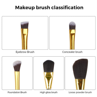 Anime Make-Up Pinsel Geschenkset, Mit Spiegel, Kamm, Für Foundation-Rouge, Lidschatten, Gesichts-Concealer, Eyeliner-Kontur, Puder, Flüssige Augen Für Mädchen Und Frauen (Attack Deep Gold)