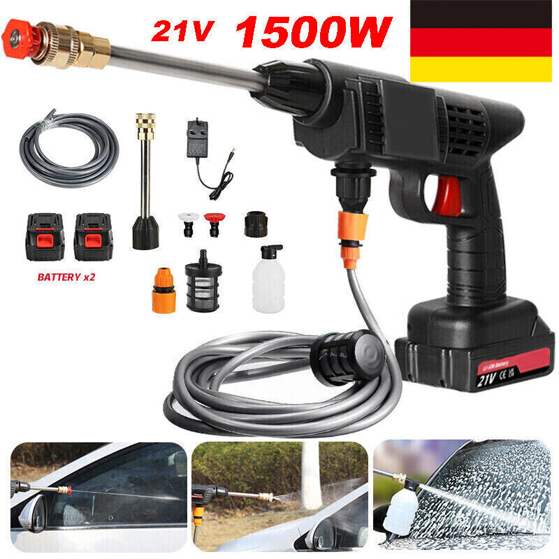 Kabelloser Akku-Hochdruckreiniger mit 2 Akkus – Tragbare Wasserpistole für Auto, Garten & Outdoor