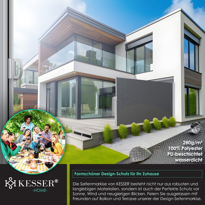 KESSER® Alu Seitenmarkise Ausziehbar Markise Wind Sonne Sicht Schutz Seitenrollo