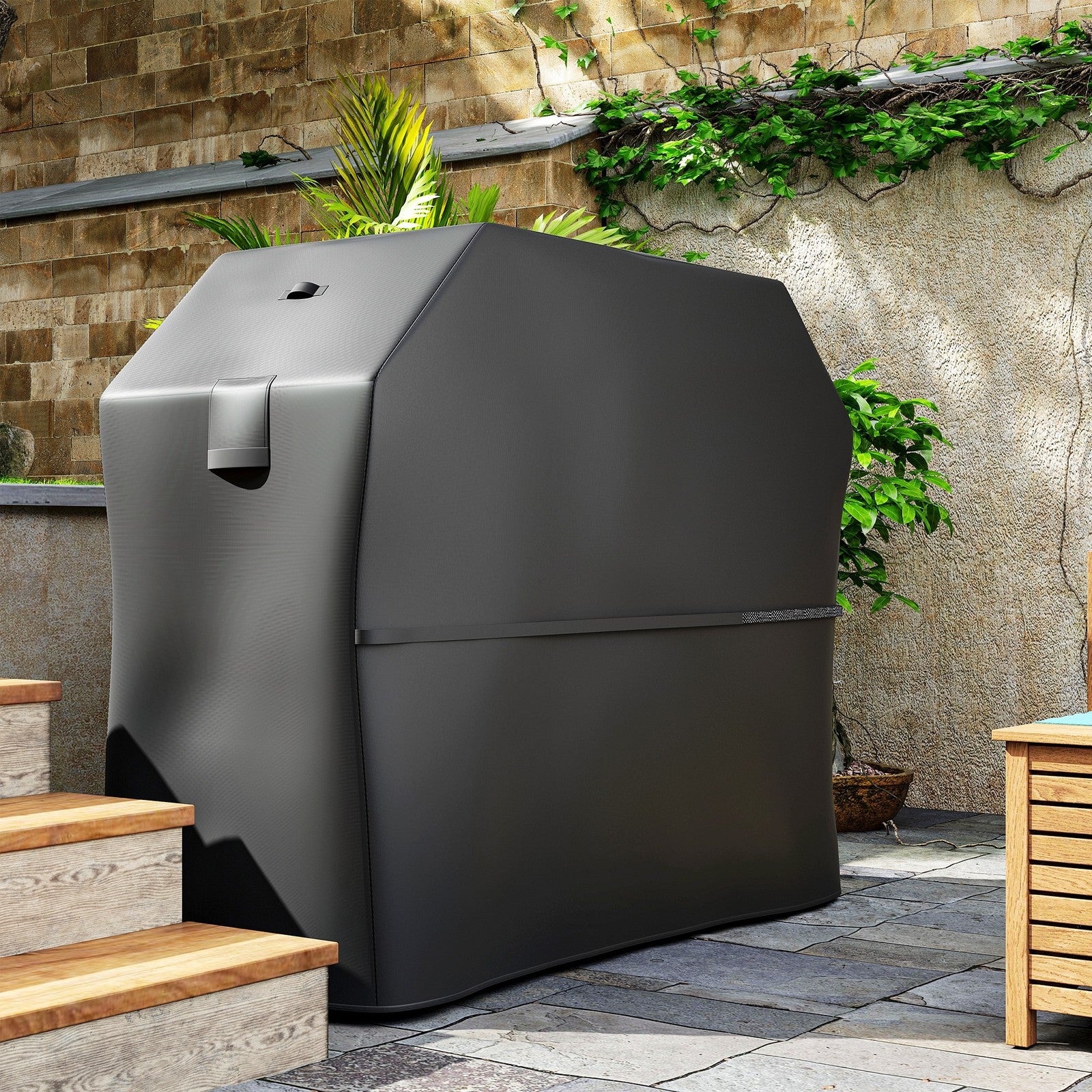 Grillabdeckung BBQ Abdeckung Gasgrill Abdeckhaube Mit Klettverschlüs