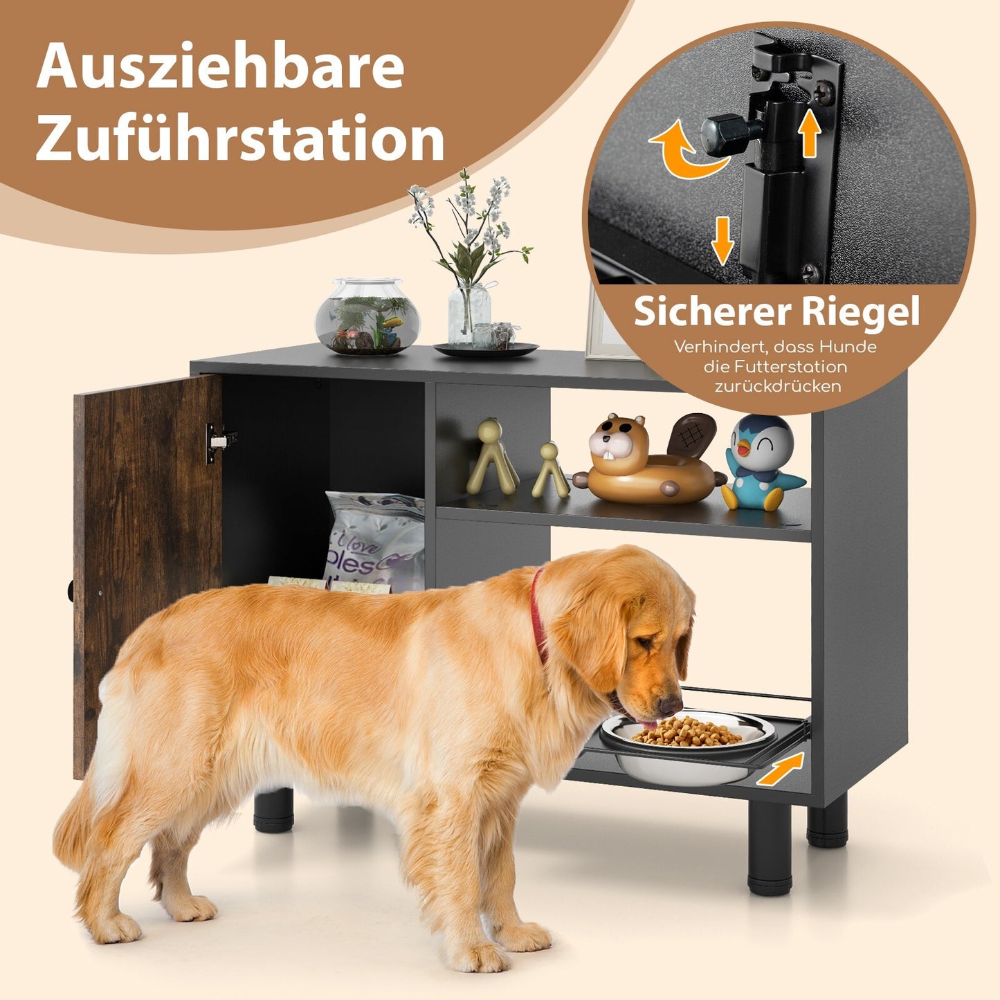 Futterschrank Futterstation Futternapf Hundefutter Mit 2 Edelstahlnäpfe