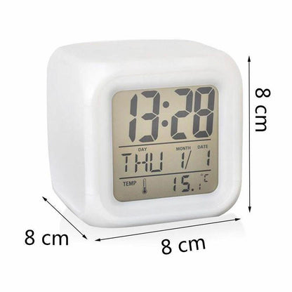 Colorful Night Light Alarm Clock with Temperature Display 7 Color Changing LED