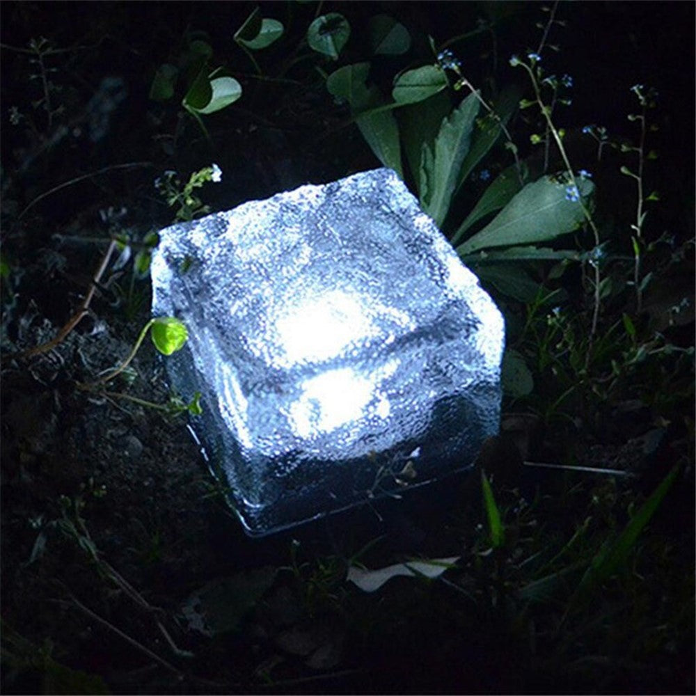 LED Solar Rock Light Waterproof Path Garden Ice Cube Brick Lamp