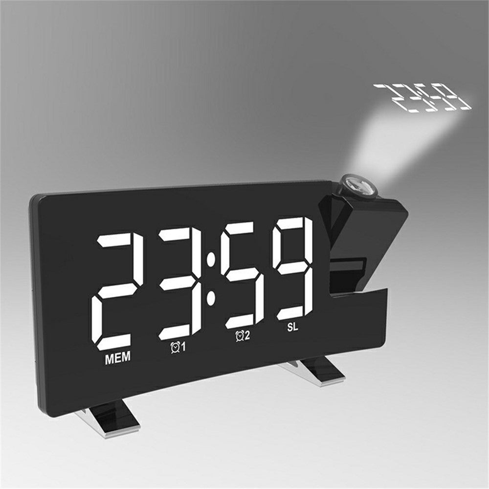 Projection Alarm Clock with FM Radio USB Charge LED Digital Dual Alarm Clock for Bedroom