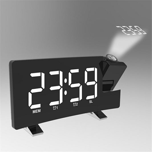Projection Alarm Clock with FM Radio USB Charge LED Digital Dual Alarm Clock for Bedroom