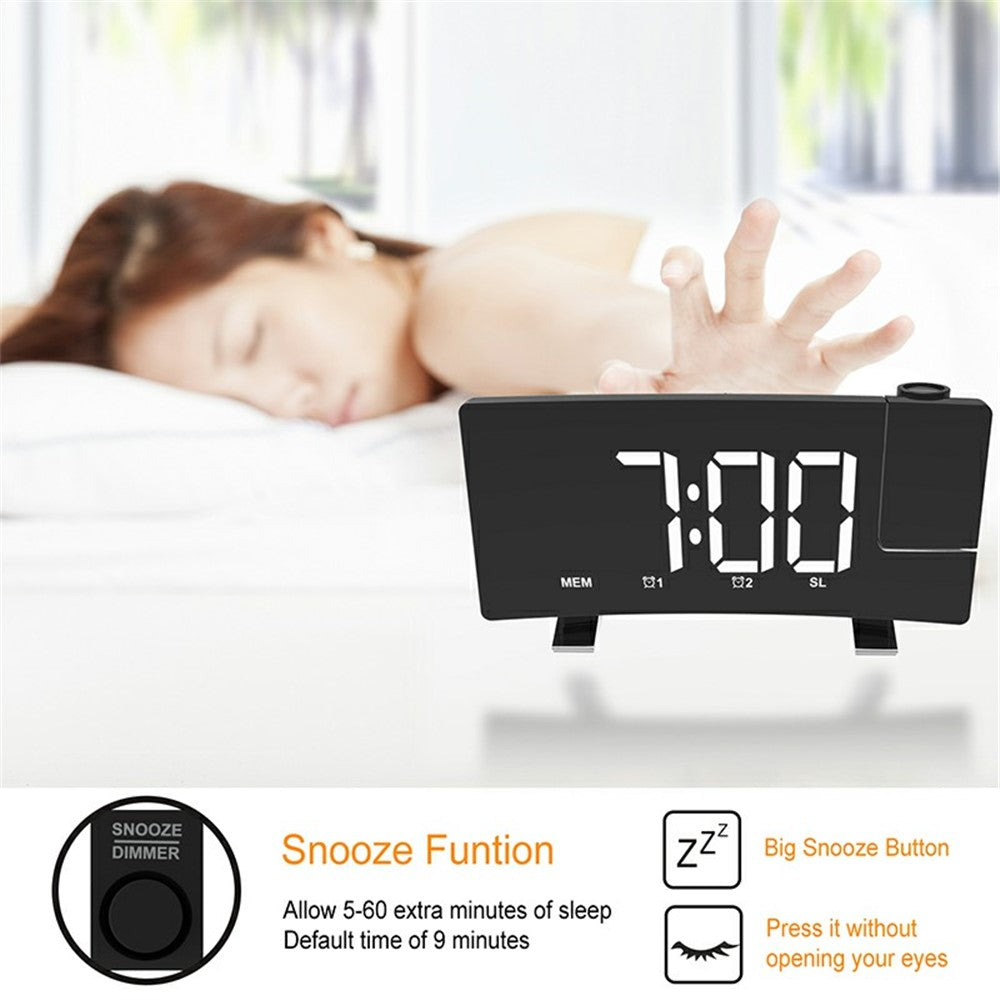 Projection Alarm Clock with FM Radio USB Charge LED Digital Dual Alarm Clock for Bedroom