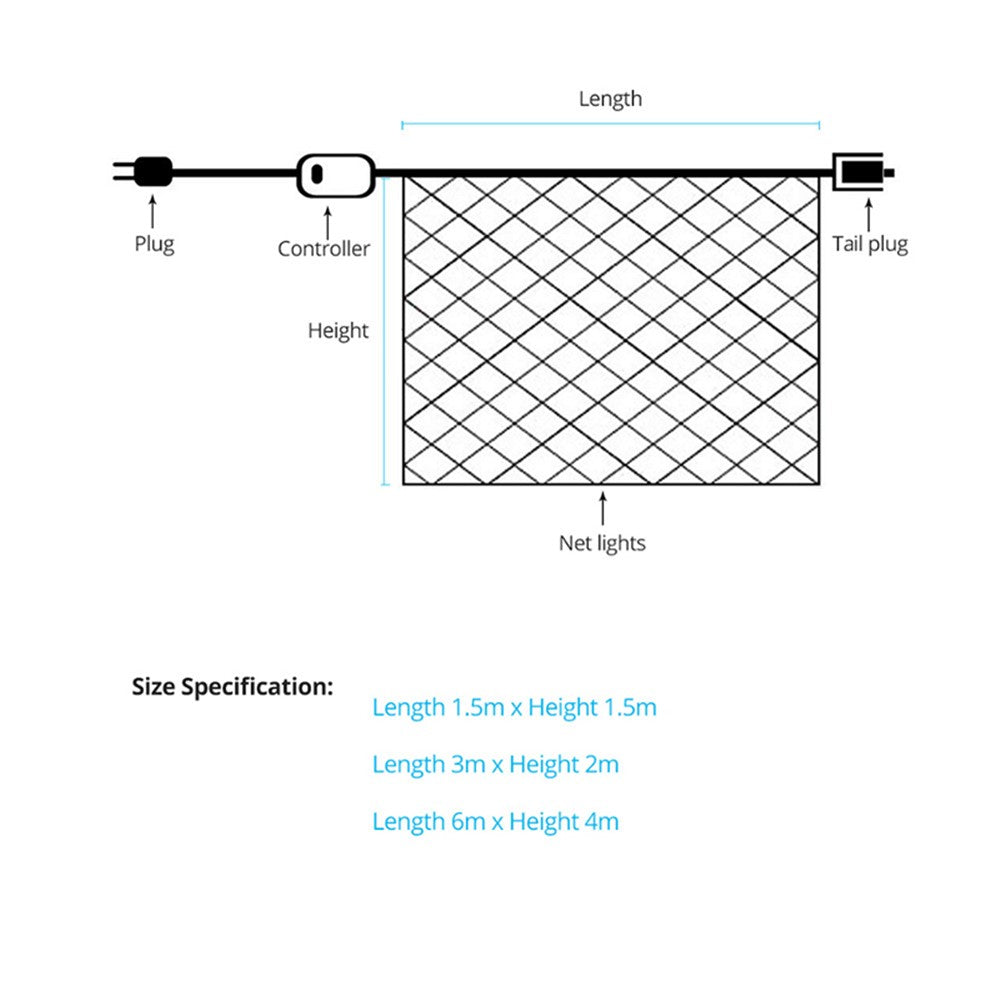 Mesh Lights 880 LED 6m x 4m IP65 Waterproof Net Lights with 8 Modes for Christmas New Year