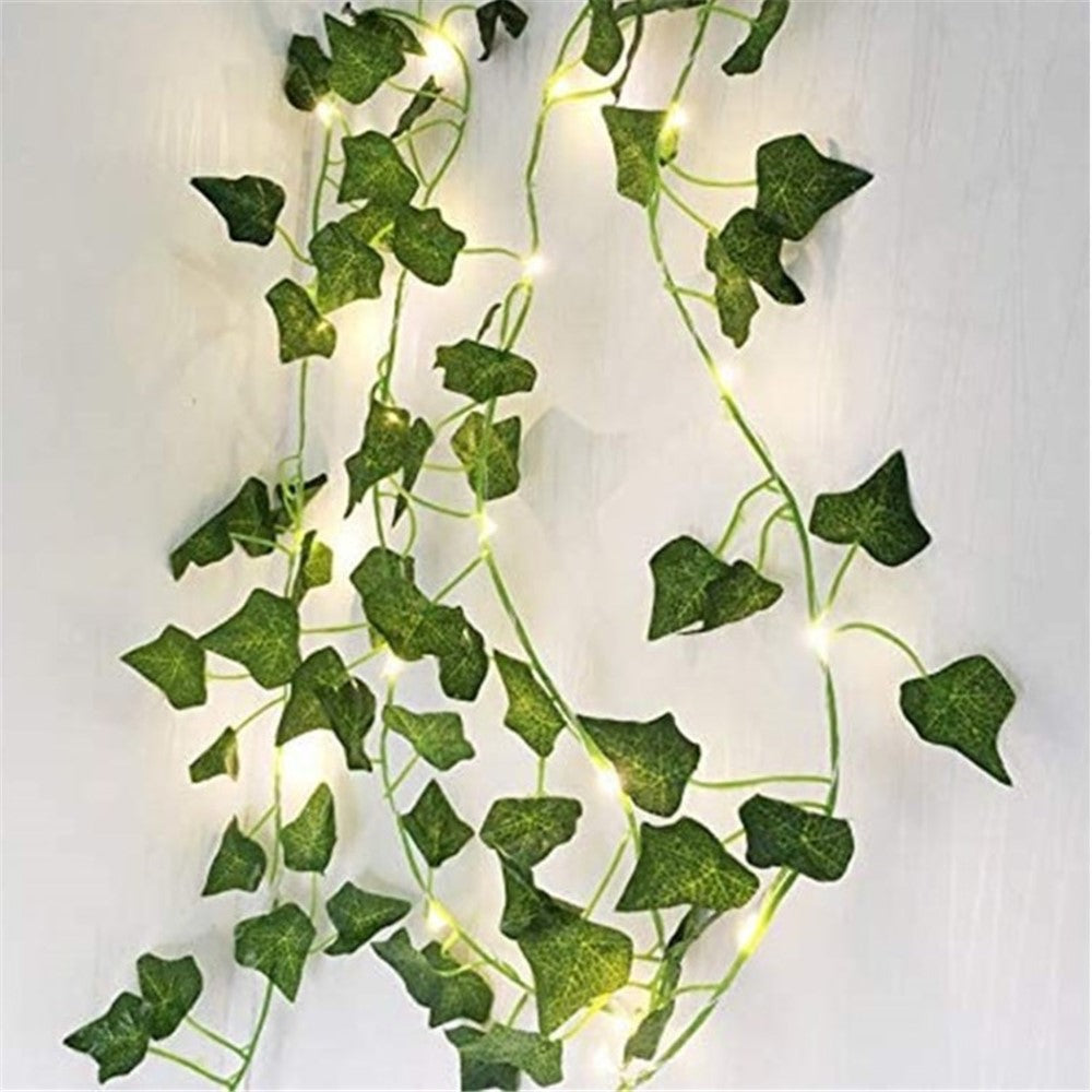 2m 20 LEDs String Light Artificial Ivy Green Leaf Plant Vine Fairy Light Garden Yard Home Patio Decor