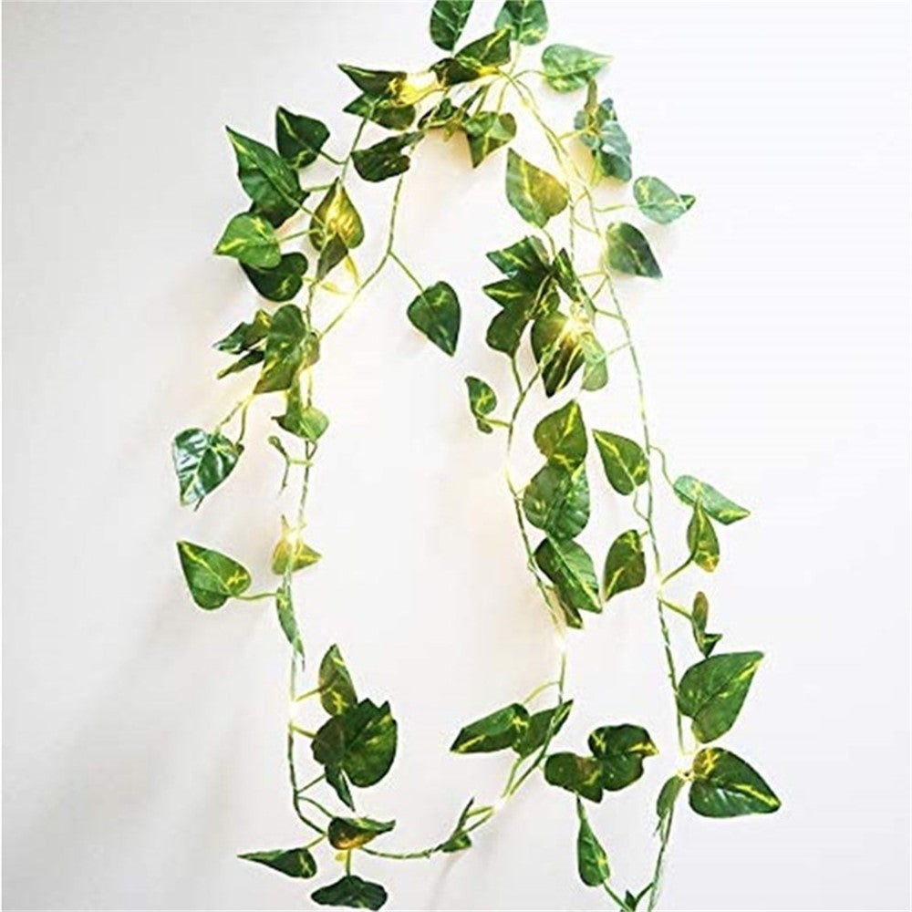 2m 20 LEDs String Light Artificial Ivy Green Leaf Plant Vine Fairy Light Garden Yard Home Patio Decor