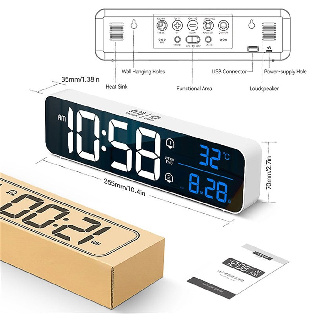 Digital Alarm Clock HD Display Sound Control Dual Alarms Snooze Temperature Volume & Brightness Adjustable Clock