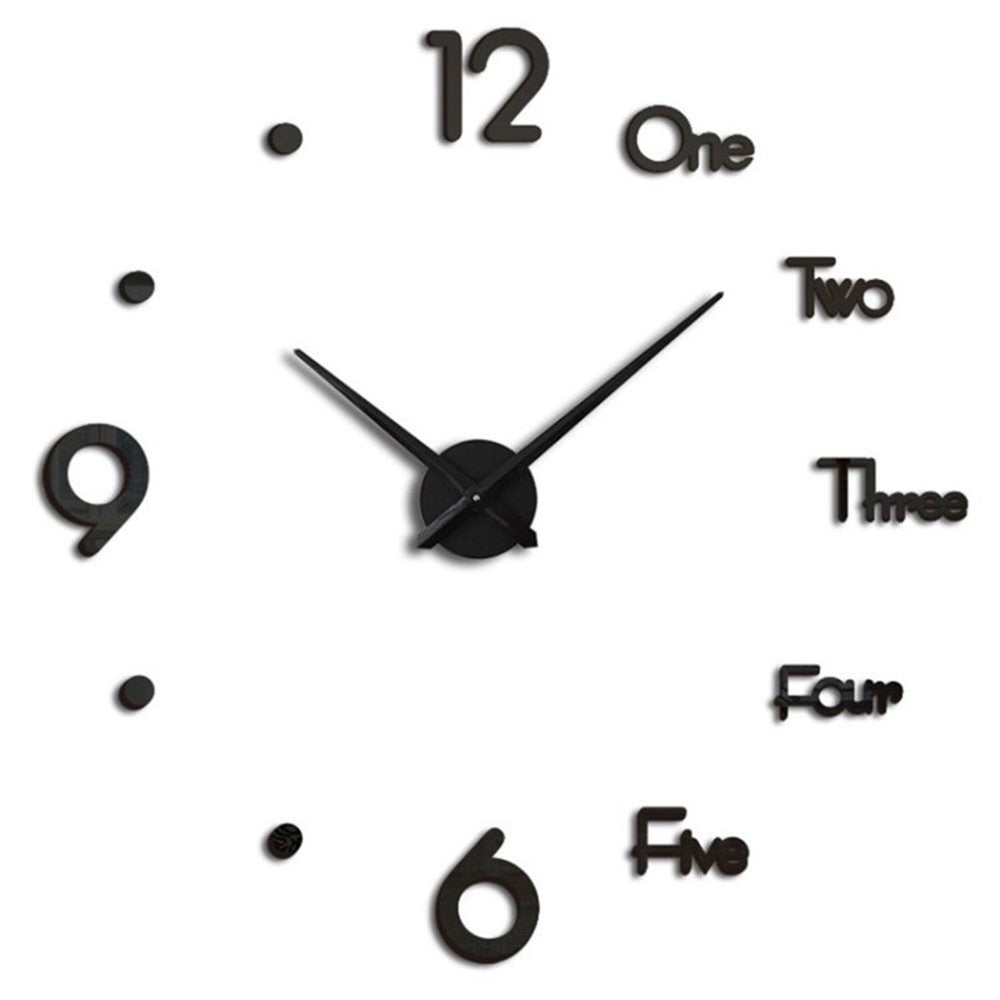 Non-Ticking Wall Clock 3D Sticker Stylish Digital Clock Home Decor