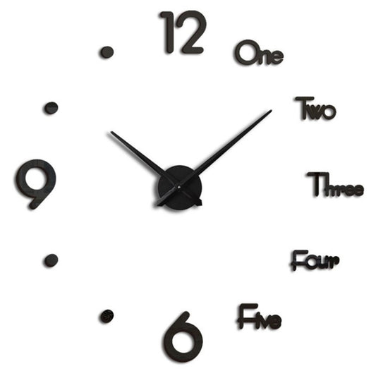 Non-Ticking Wall Clock 3D Sticker Stylish Digital Clock Home Decor