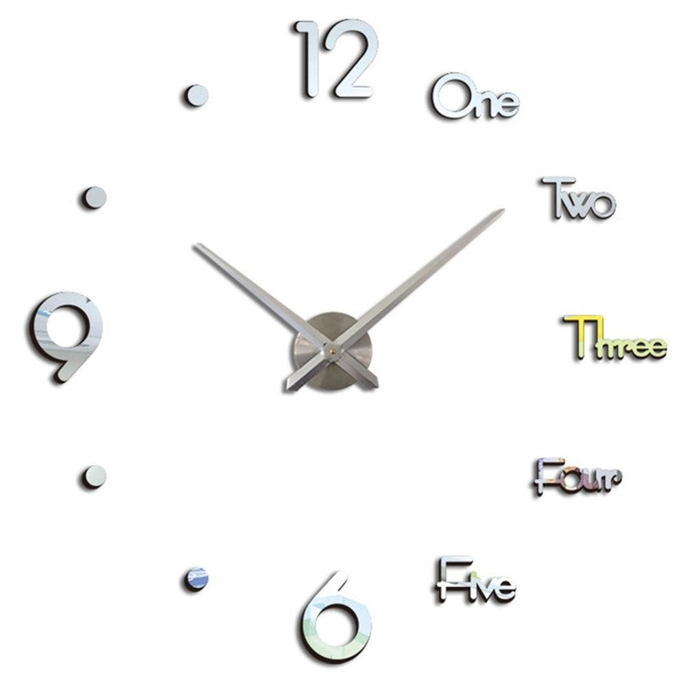 Non-Ticking Wall Clock 3D Sticker Stylish Digital Clock Home Decor