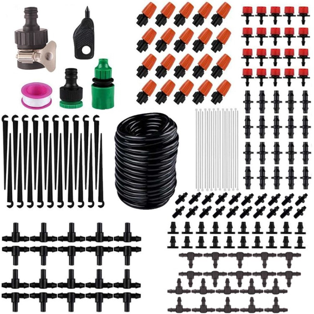 20m 186Pcs Drip Irrigation Kit Automatic Patio Misting Plant Watering System for Garden Greenhouse