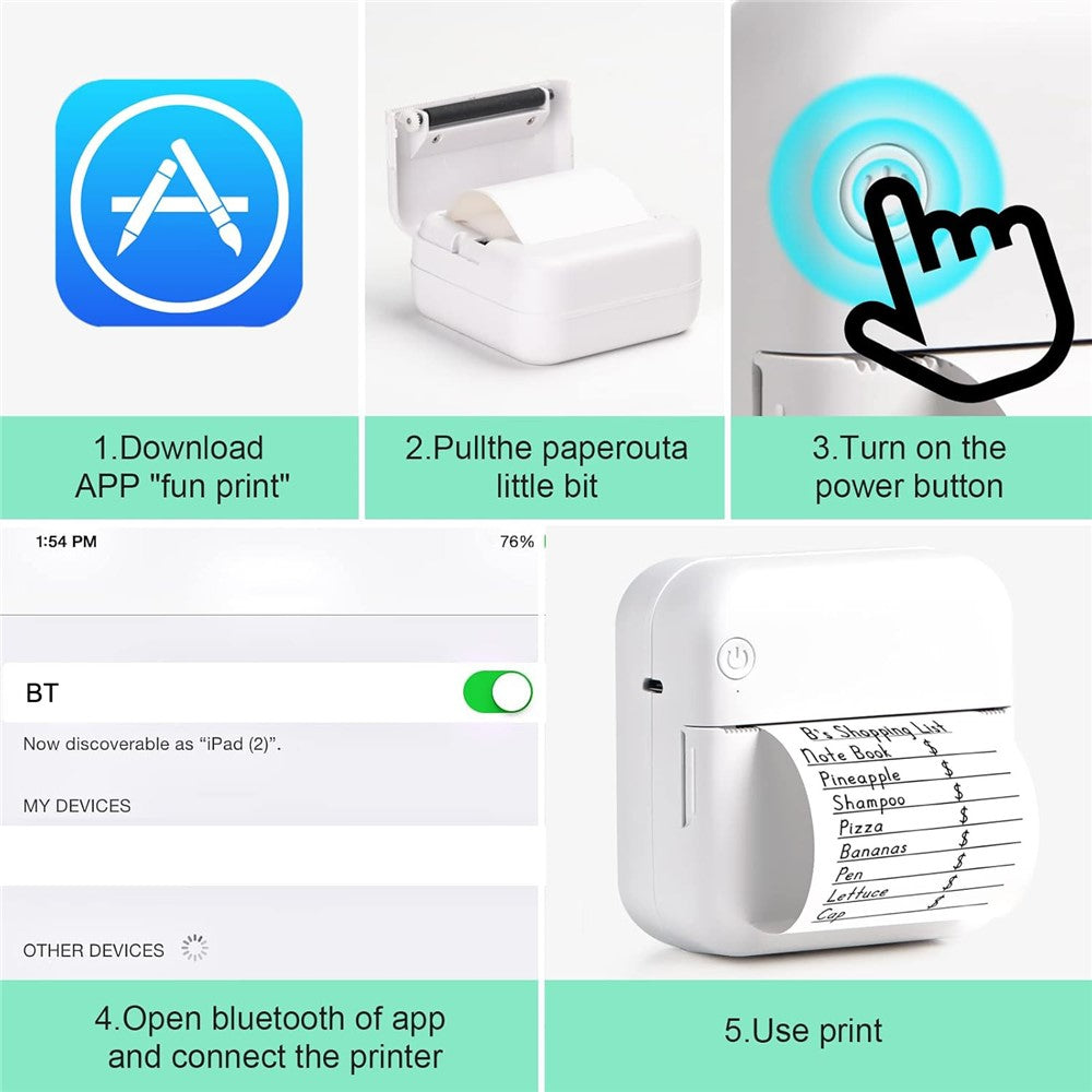 C15 Mini Thermal Printer Mobile Bluetooth-Compatible Label Printer Smart Photo Printer